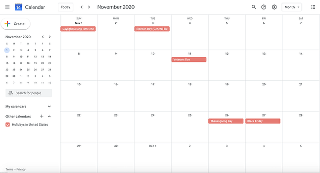 Google Calendar Screen shot