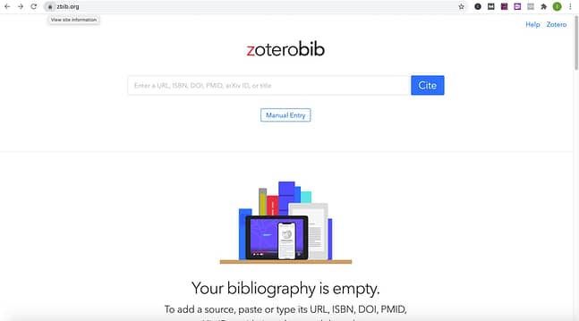 ZoteroBib screen shot