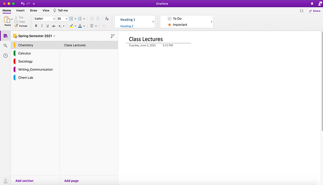 subfolders OneNote