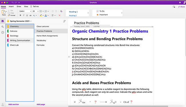 OneNote Subfolders