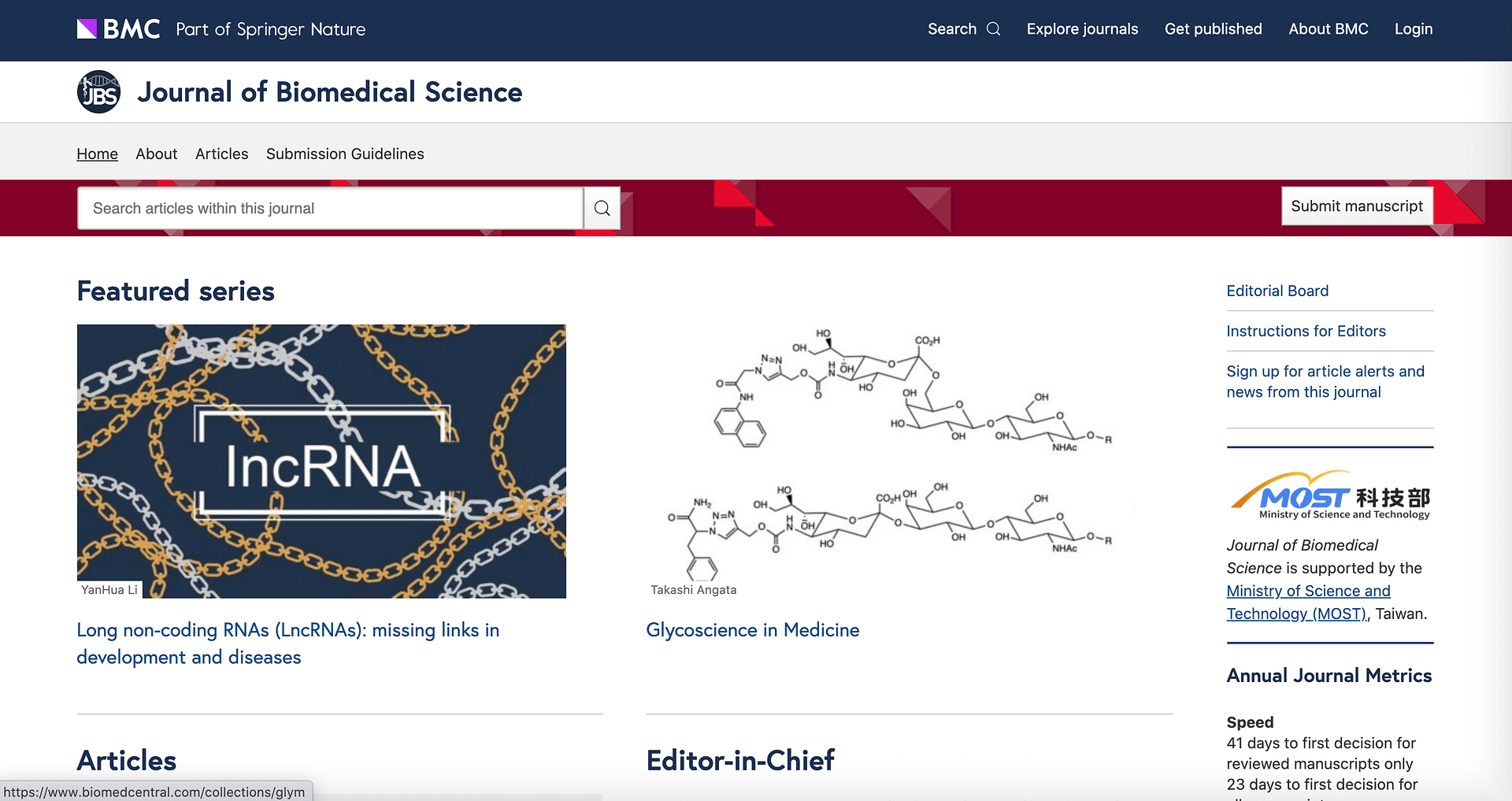 BioMed Central Website Screen shot