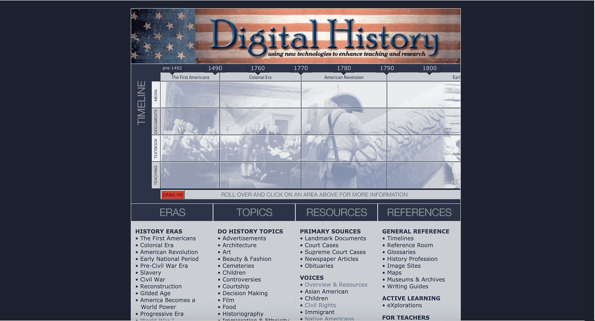 Digital History Website Screen shot