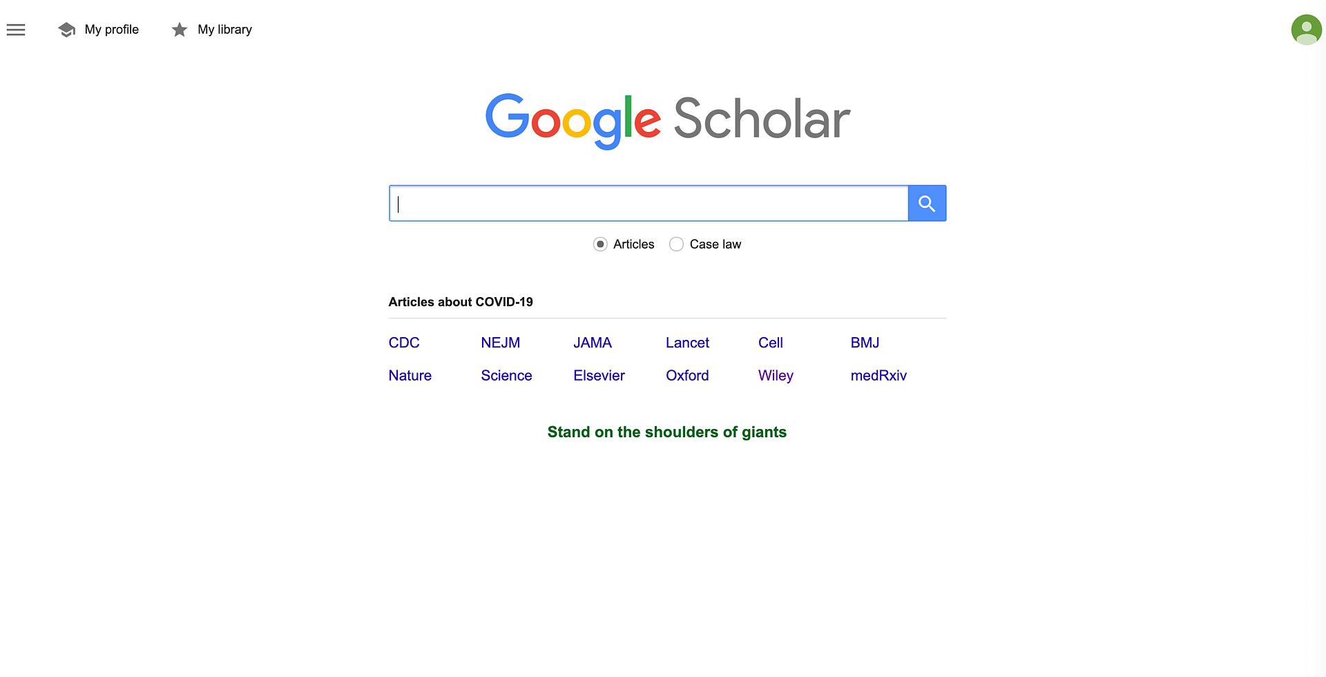 Google Scholar Screen Shot