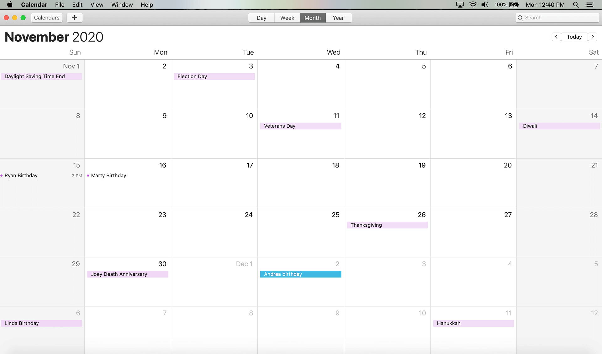 Apple Calendar Screen shot