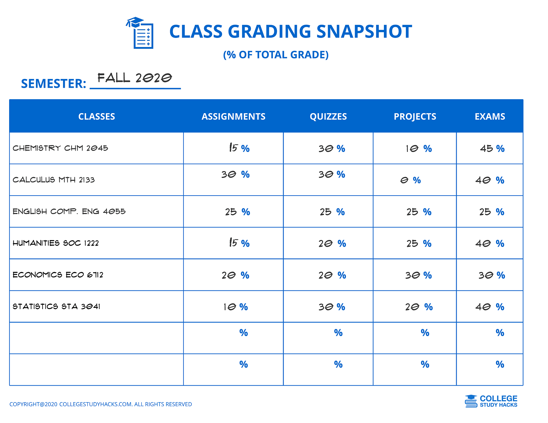 Class Grading Snapshot Spreadsheet Image