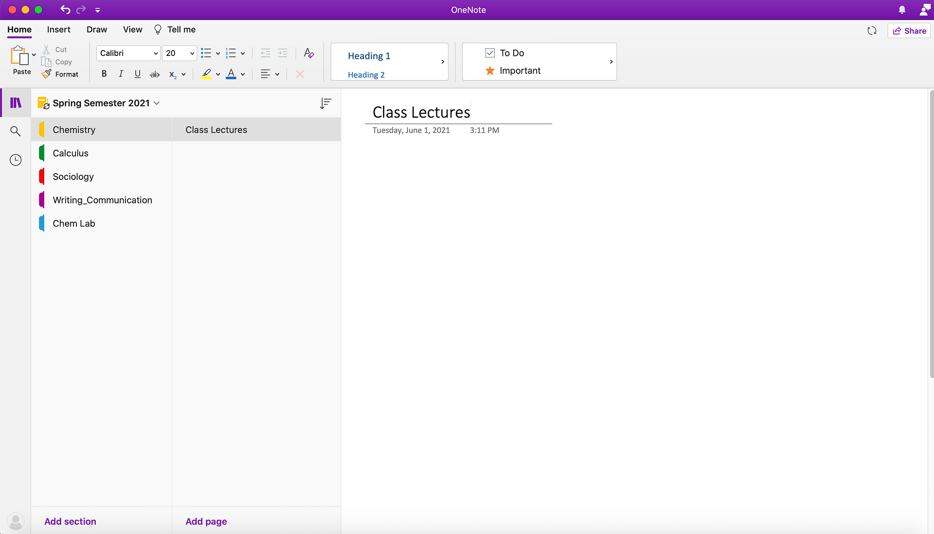 subfolders OneNote