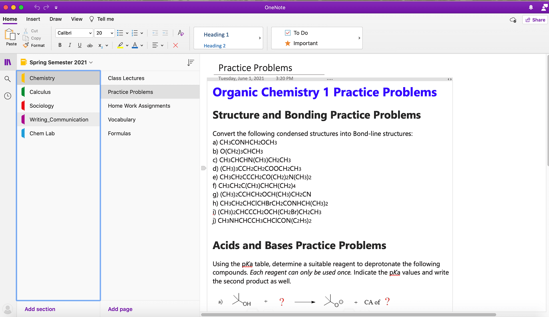 OneNote Subfolders