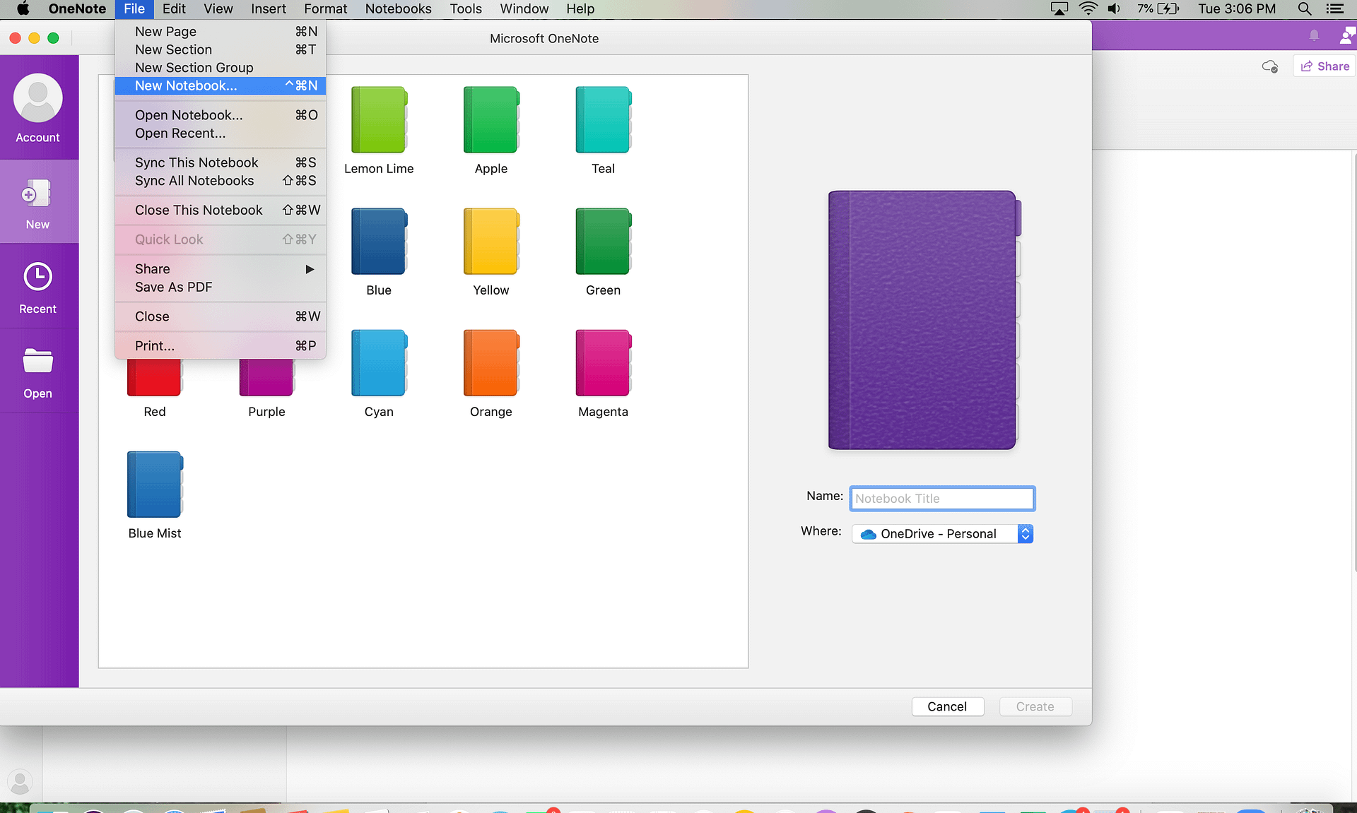 create a notebook screen shot