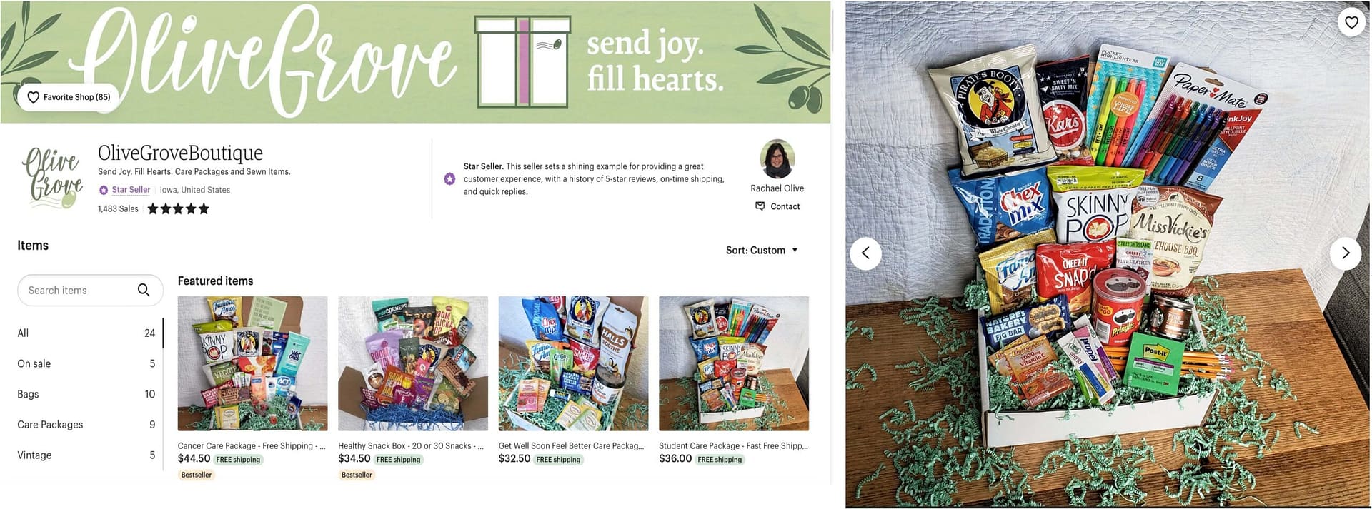 Care Package Etsy Store Olive Grove Boutique